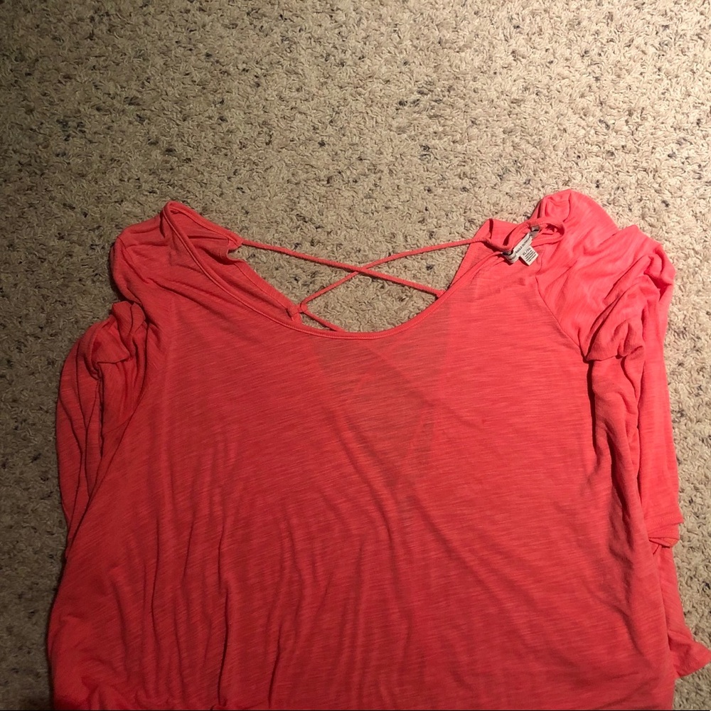 Super soft long sleeved hot coral top from AE